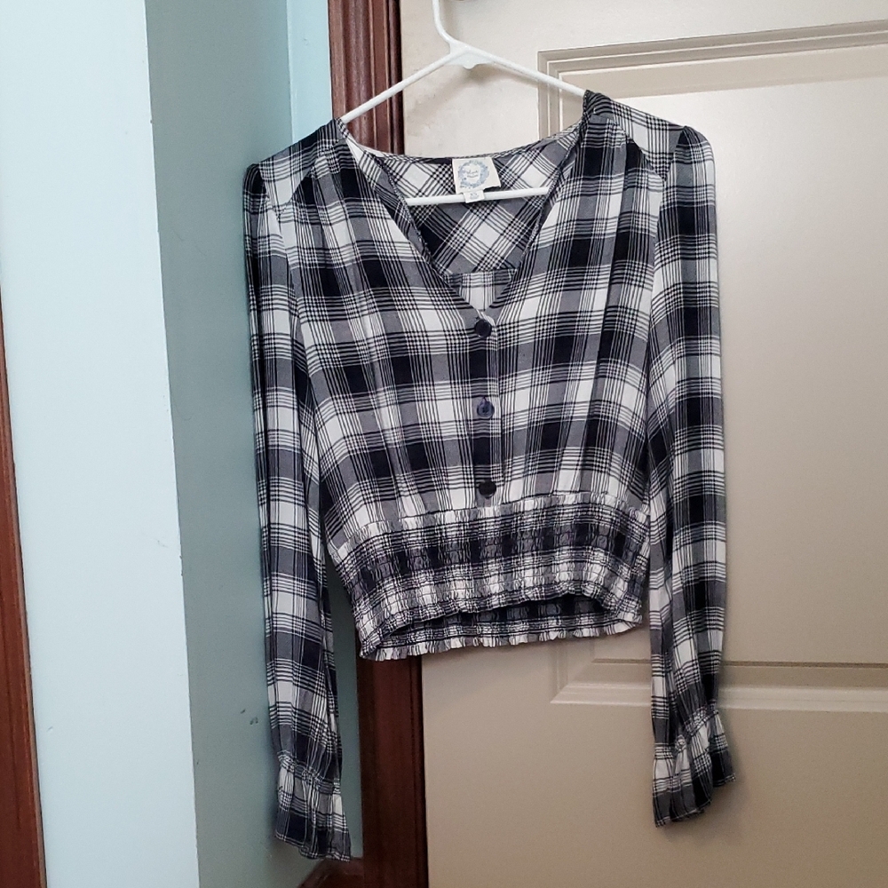Plaid Black and White Women's Top